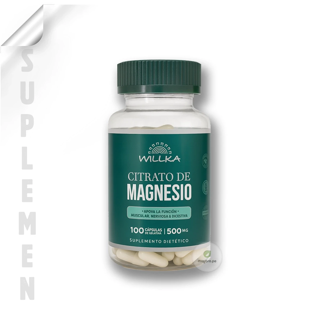 Citrato de Magnesio | 100 cap - 500 mg | Willka Foods