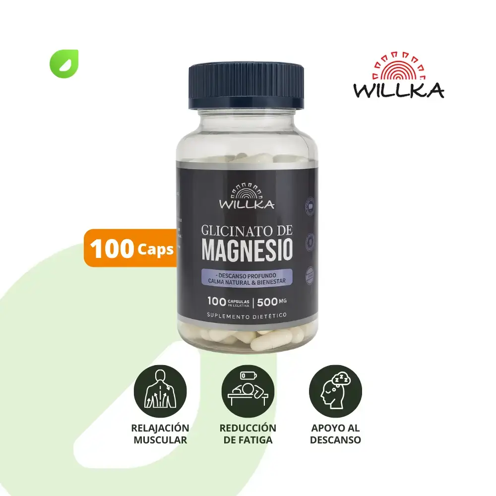 Glicinato de magnesio | 100 cap - 500 mg | Willka Foods